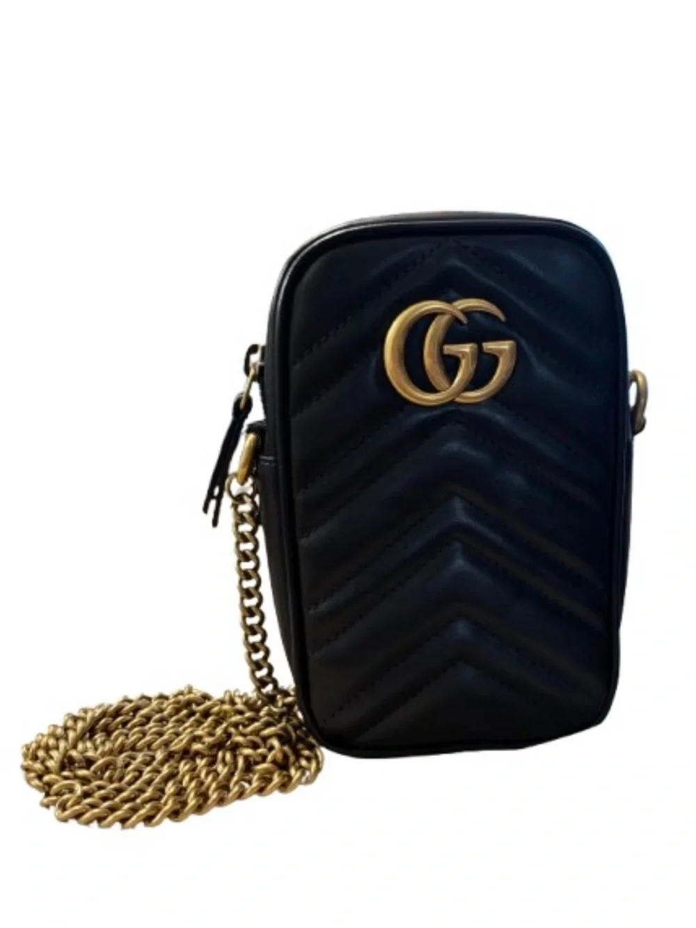 SEND OFFERS Gucci Black GG Marmont Chevron Mini Crossbody DM BEFORE BUYING